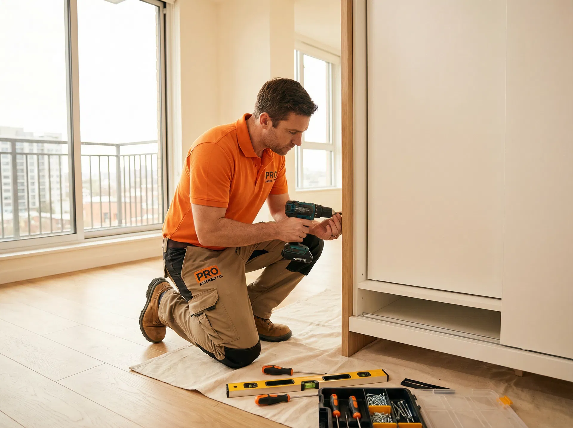 Profesional realizando montaje de muebles en Barcelona
